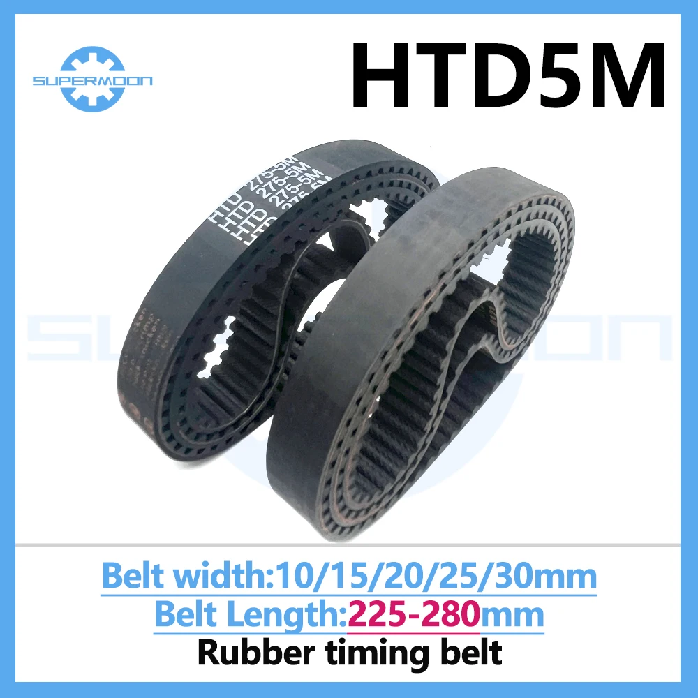

HTD 5M Timing Belt length 225 230 235 240 245 250 255 260 265 270 275 280mm Width 10-30mm Rubber Closed-Loop Conveyor Drive Belt