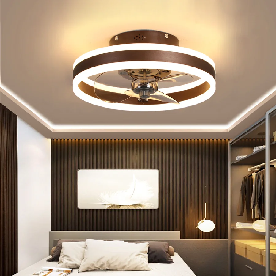 Modern simple ceiling fan transparent crystal decorative LED remote control lighting bedroom fan lamp free delivery