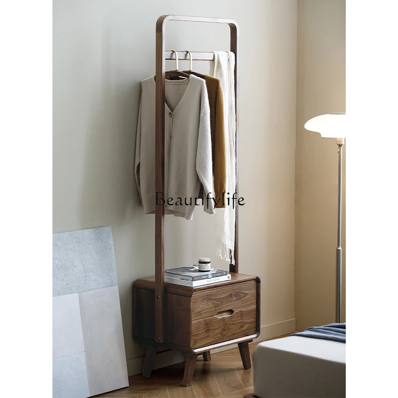 

North American black walnut multi-functional storage coat rack floor-to-ceiling simple household hanger
