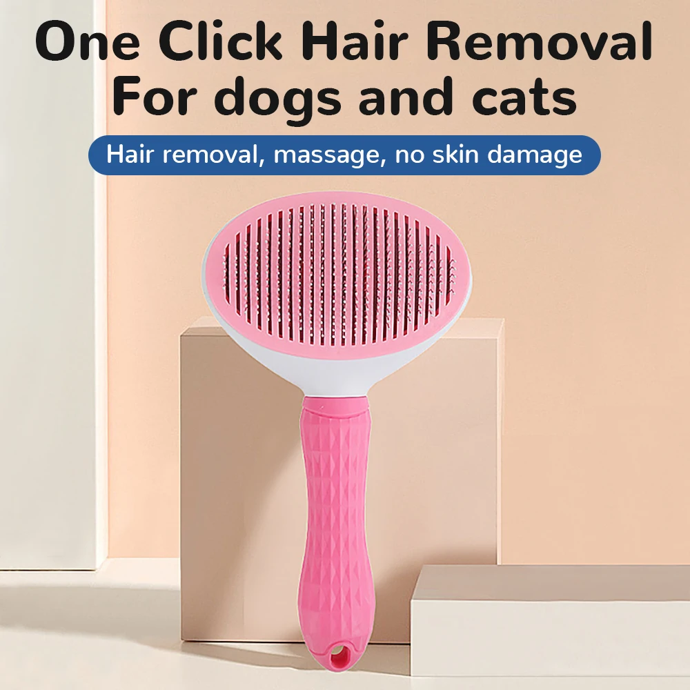 Pet Hair Removal Brush Dog Hair Comb Stainless Steel Automatic Hair Fading Cat Comb Pet Cleaning Grooming Supplies