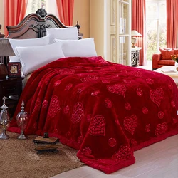 Double Layer Wedding Decorative Blankets For Beds Winter Soft Warm Fluffy Faux Fur Mink Blankets Muslim Home Decoration Blankets