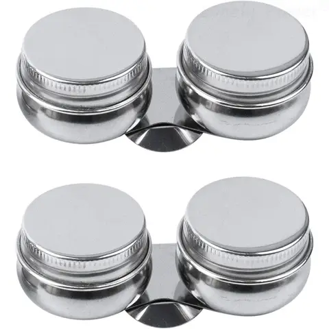 1/2 Pack Stainless Steel Oil Painting Double Palette Cup with Screw Lid Dipper Clip for Watercolor Gouache