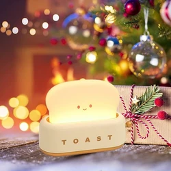 Toaster Night Light Lamp Rechargeable Small Lamps with Smile Face Cute Bread Shape  for Bedroom