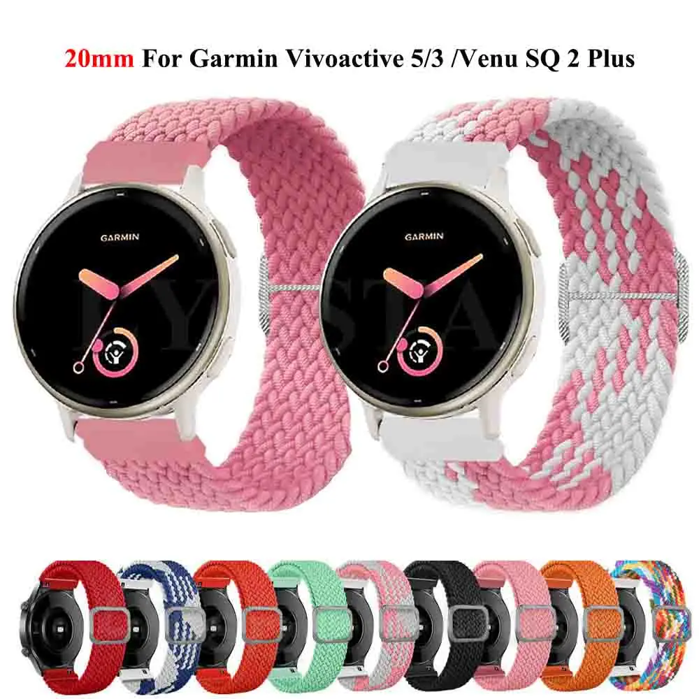 20mm Strap For Garmin Vivoactive 5/3 Venu SQ 2/2 Plus Nylon Wristband GarminMove Sport/Trend/Forerunner 165 55 245 645 Bracelet