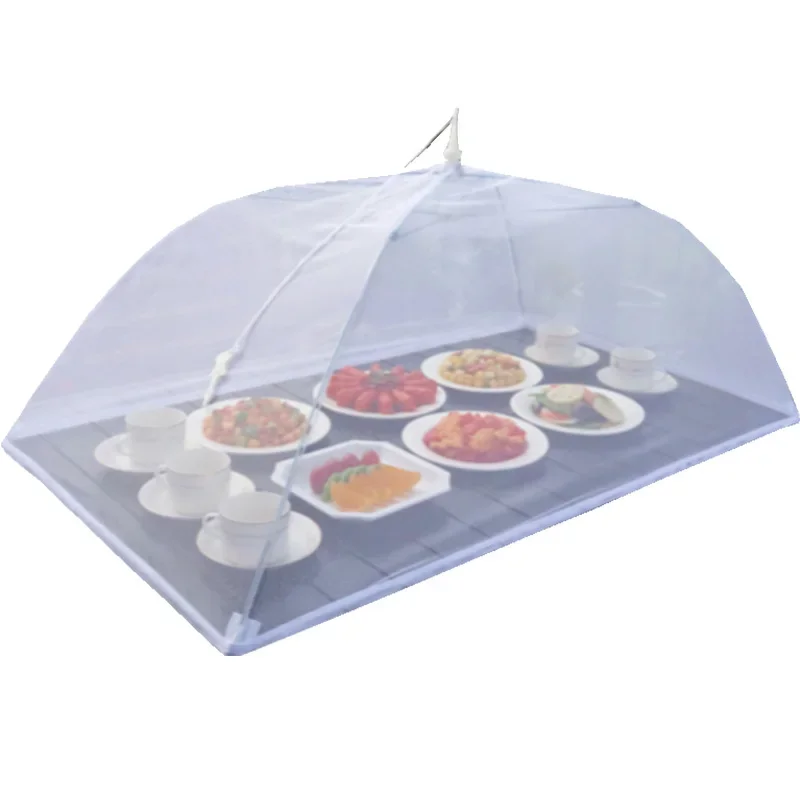 Customized commercial stall with fly proof vegetable cover, large transparent mesh dining table cover, rice and