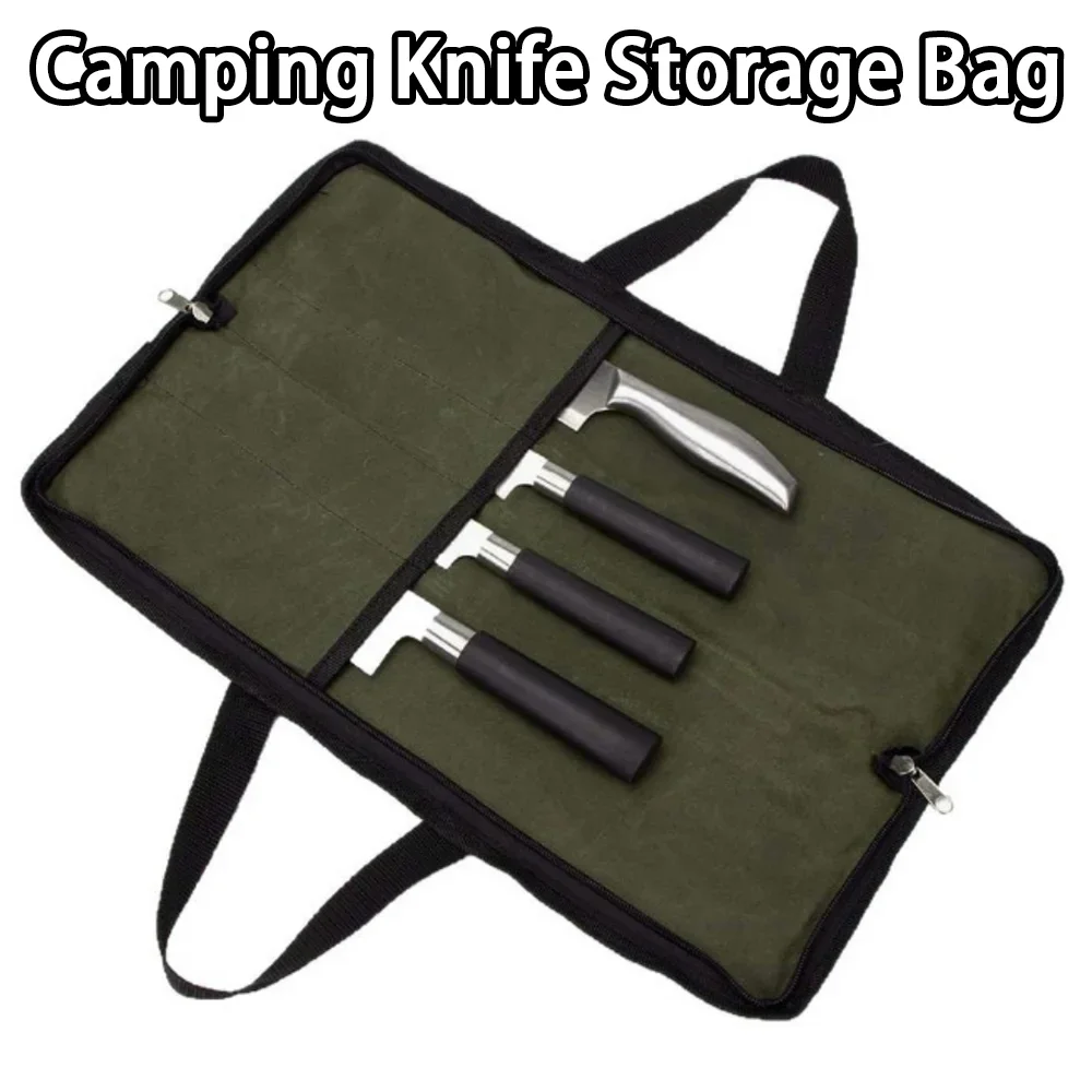 

Уличная парусиновая сумка для хранения ножей шеф-повара, ручная портативная сумка на молнии, прочная многофункциональная сумка для хранения ножей для кемпинга