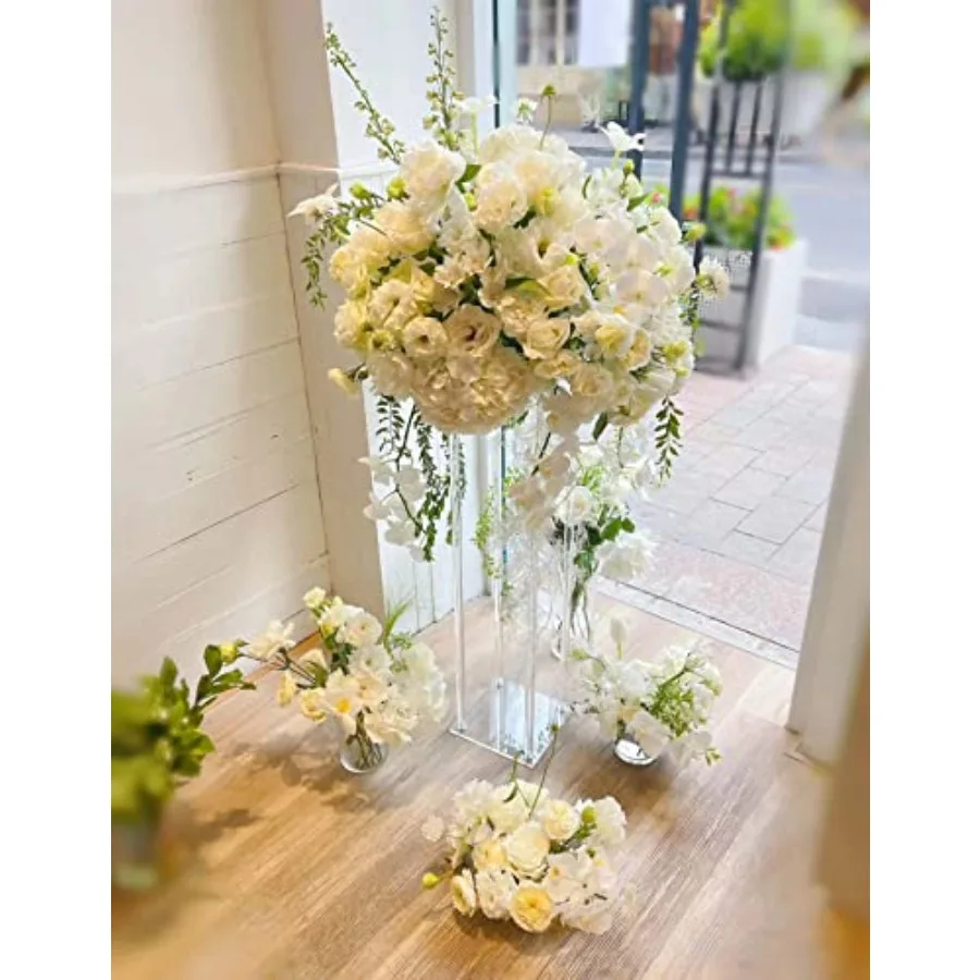 Wedding table centerpieces: 31.5-inch acrylic flower vase column stand clear lightweight and shatter-resistant for elegant flor