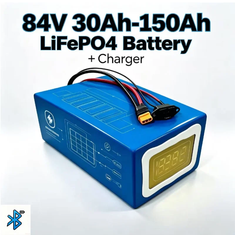 Long Cycle Usage 84V Grade A LiFePO4 Energy Storage Battery 30Ah-150Ah With App Controllable BMS System For Off-Grid Power Solar