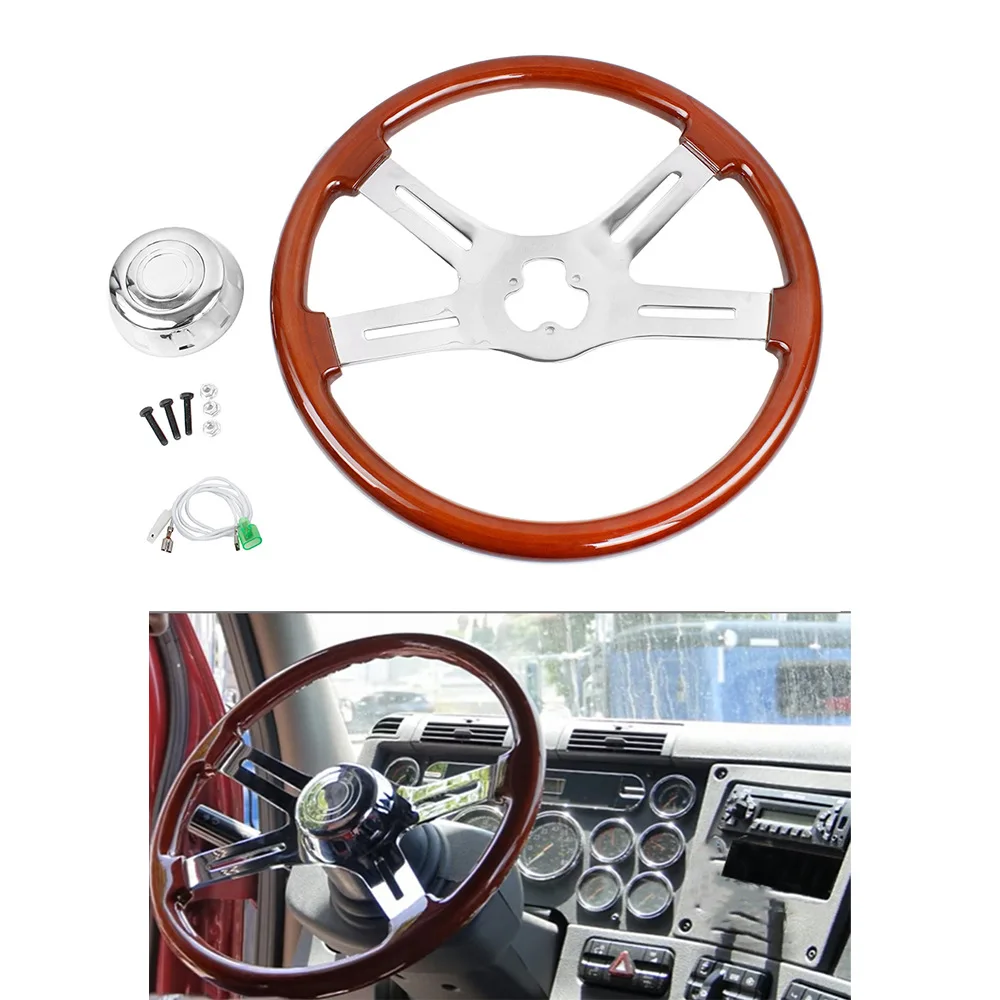 

Car modification accessories truck solid wood steering wheel 18 inch 455MM3 holes vintage car vintage nan wood steering wheel