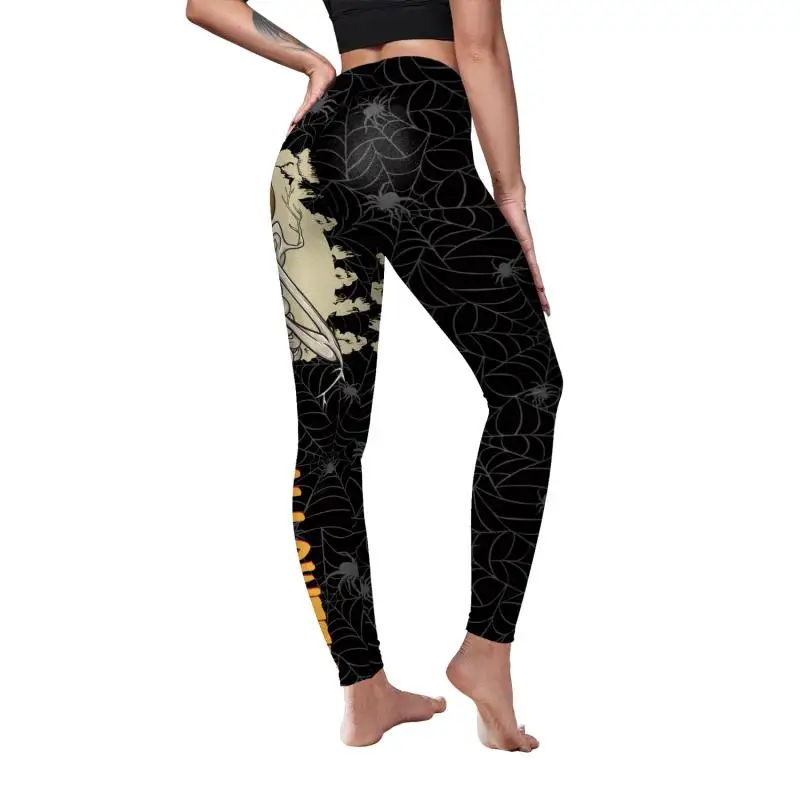 Nadanbao Leggings mit Spinnennetz-Skelett-Print, Halloween-Party, Damenhose, Sommerhose mit mittlerer Taille, weibliche Fitness-Sportstrumpfhose – Detail 18