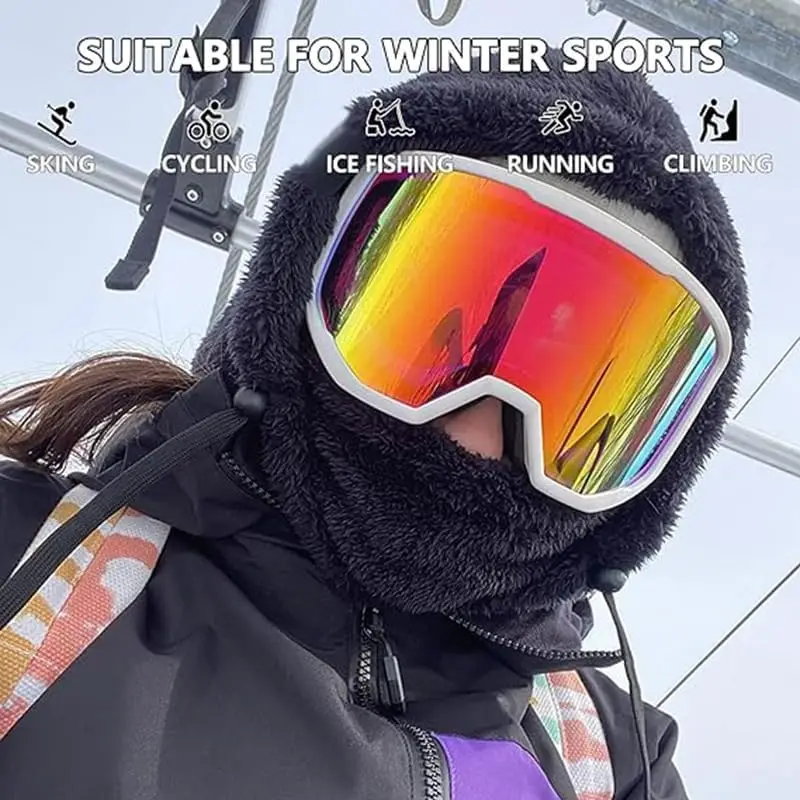 Maschera da sci con cappuccio, maschera invernale resistente al vento, casco scaldacollo termico traspirante, sciarpa calda per cappello con copertura per il viso