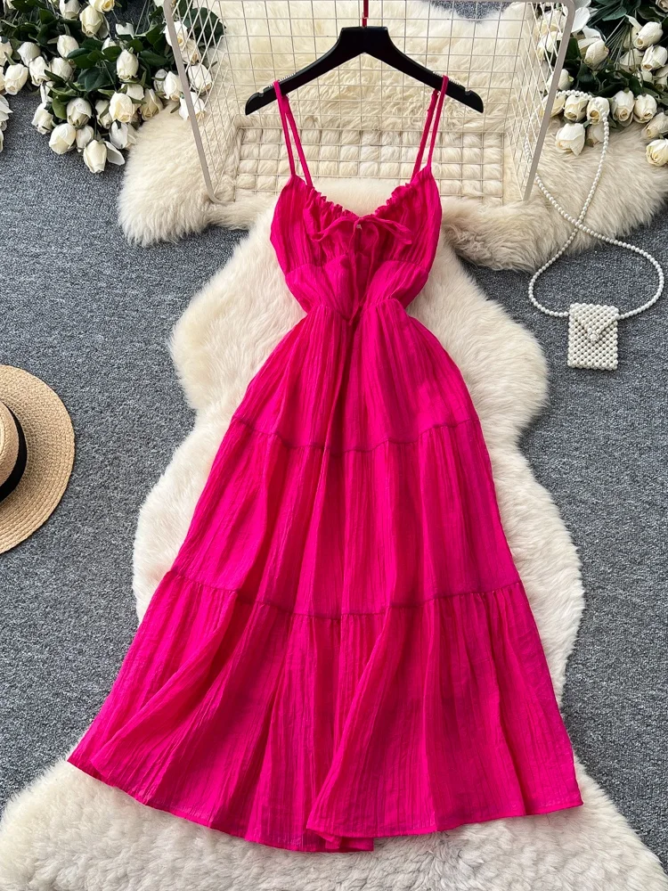 Vestido de Verano Gentle Breeze Strapless Pure Desire para Mujer, Vestido Largo con Cintura Ajustada, Estilo Vacacional, Vers...