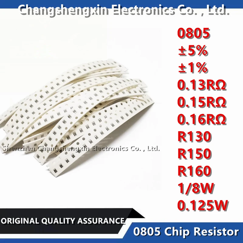 

50PCS 0805 SMT Chip Chip Resistor Tolerance ±5% ±1% Resistance 0.13RΩ 0.15RΩ 0.16RΩ Ohms Silk Screen R130 R150 R160 1/8W 0.125W