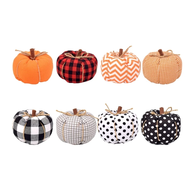 

Set of 4 Small Pumpkins Decorations Fabric Wrapping Faux Pumpkins Ornaments for Autumn Thanksgiving Celebration Decors Dropship