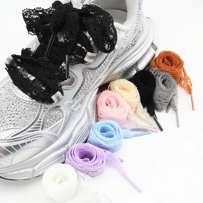 Girl Colourful Flat Shoelaces Silk Lace Shoes Laces White Black Casual Rope Shoelace for Shoes Accessories 80/100/120CM 1Pair