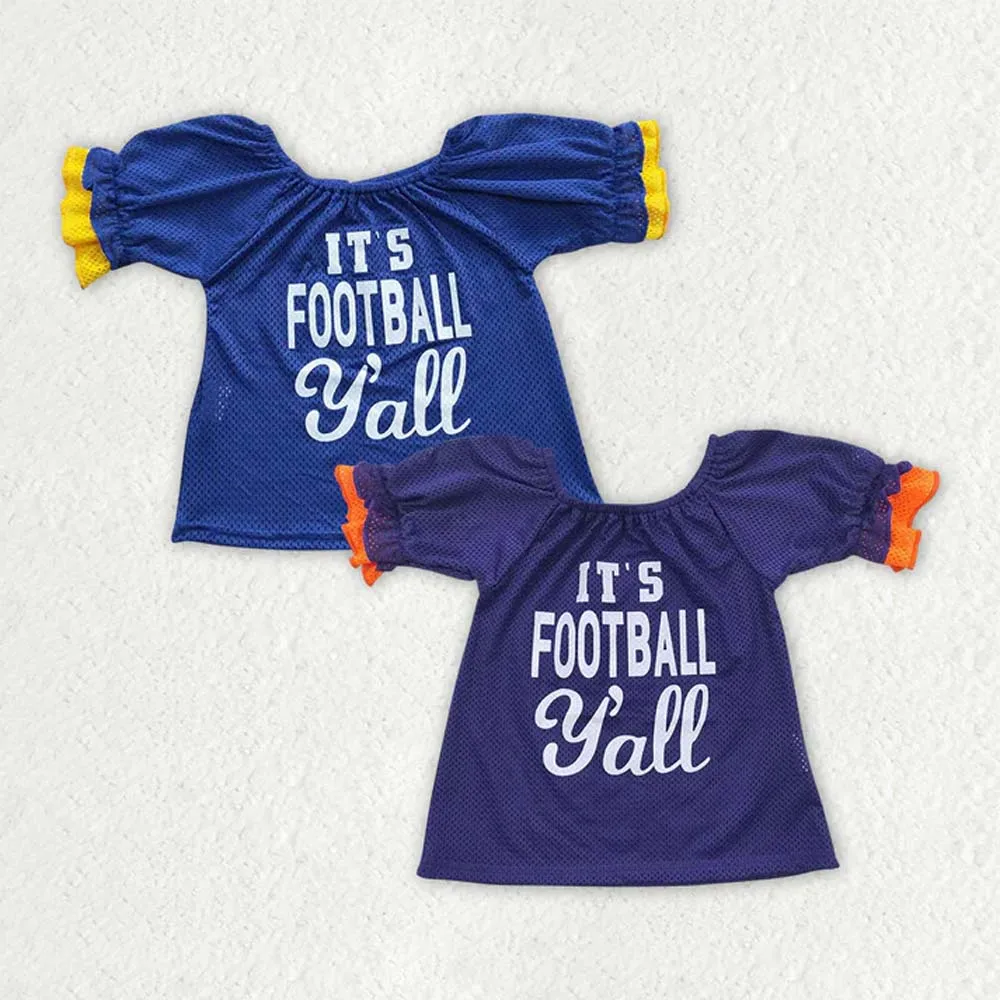 

GT0273 Wholesale Summer new arrival rts baby girl clothes navy blue short sleeve top Boutique kids clothes girl