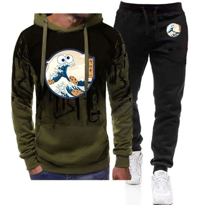 

2025 Men's Spring Autumn Funny Waves Logo Print High-end Luxury High cost-effectiveness for outdoor Sports Hoodies Pants Suits