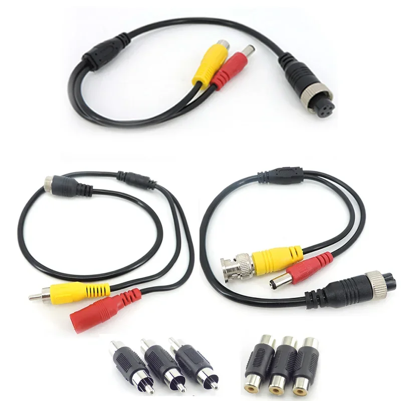 4Pin M12 GX12 Aviation Head Male/Female to RCA DC male Female connector Cable Plug cord Converter For Car Rear Camera Monitor