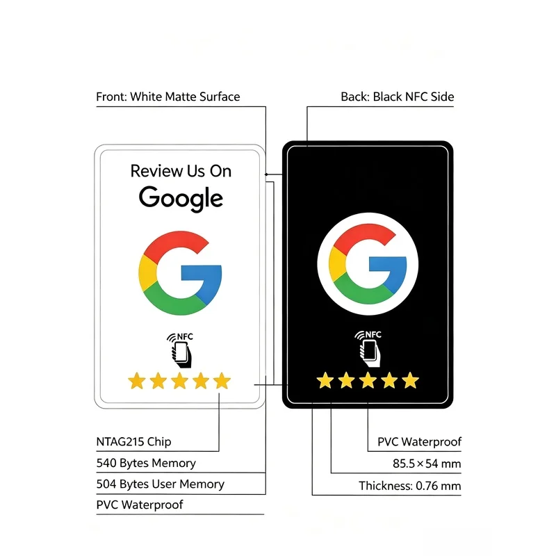 100Pcs Black Premium Wear‑Resistant Matte Finish Reusable Google Review Tap NFC Card Programmable NFC Tap Card User‑Friendly