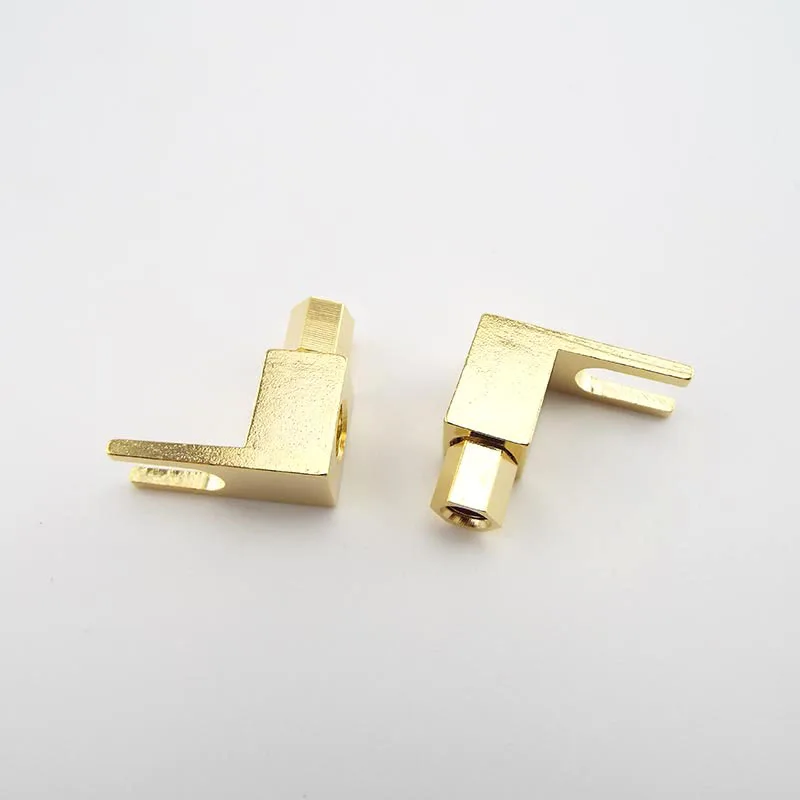 1pcs 4MM Banana Plug Y Fork Right Angle Audio Speaker Wire Connector Jack adaptor Adapter Gold Plated Screw Solderless parts D3