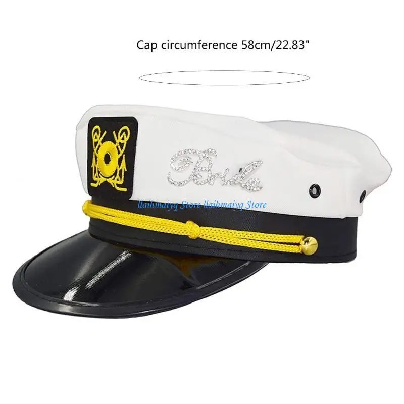 573B Junggesellenabschied-Dekorationsset, Schärpe, weißer Schleier und Kapitän-Yacht-Hut-Set