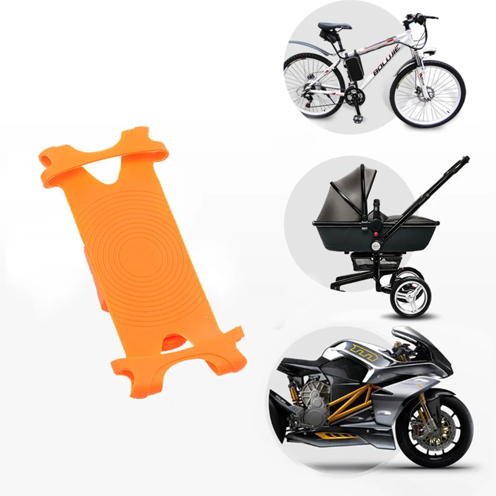 

Universal Shockproof Bike Phone Holder Silicone Motorcycle Clamp Bracket for Smartphones GPS Navigator Orange Secure Fit 4-5.5