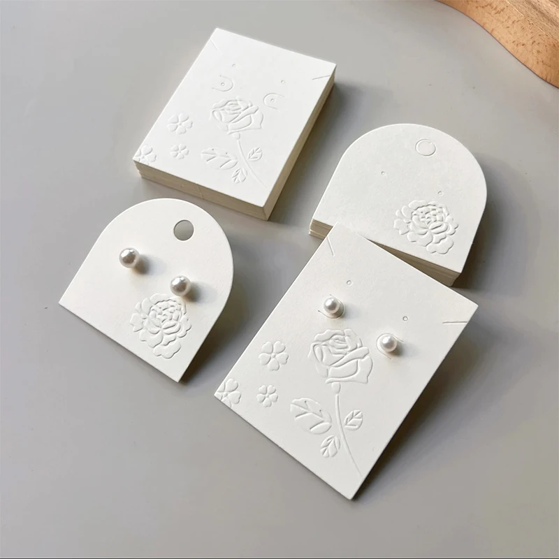 Earring Display Card Customized Nail Art Card Necklace Card DIY Jewelry Holder Debossed Embossed Label Packaging With Gold Logo