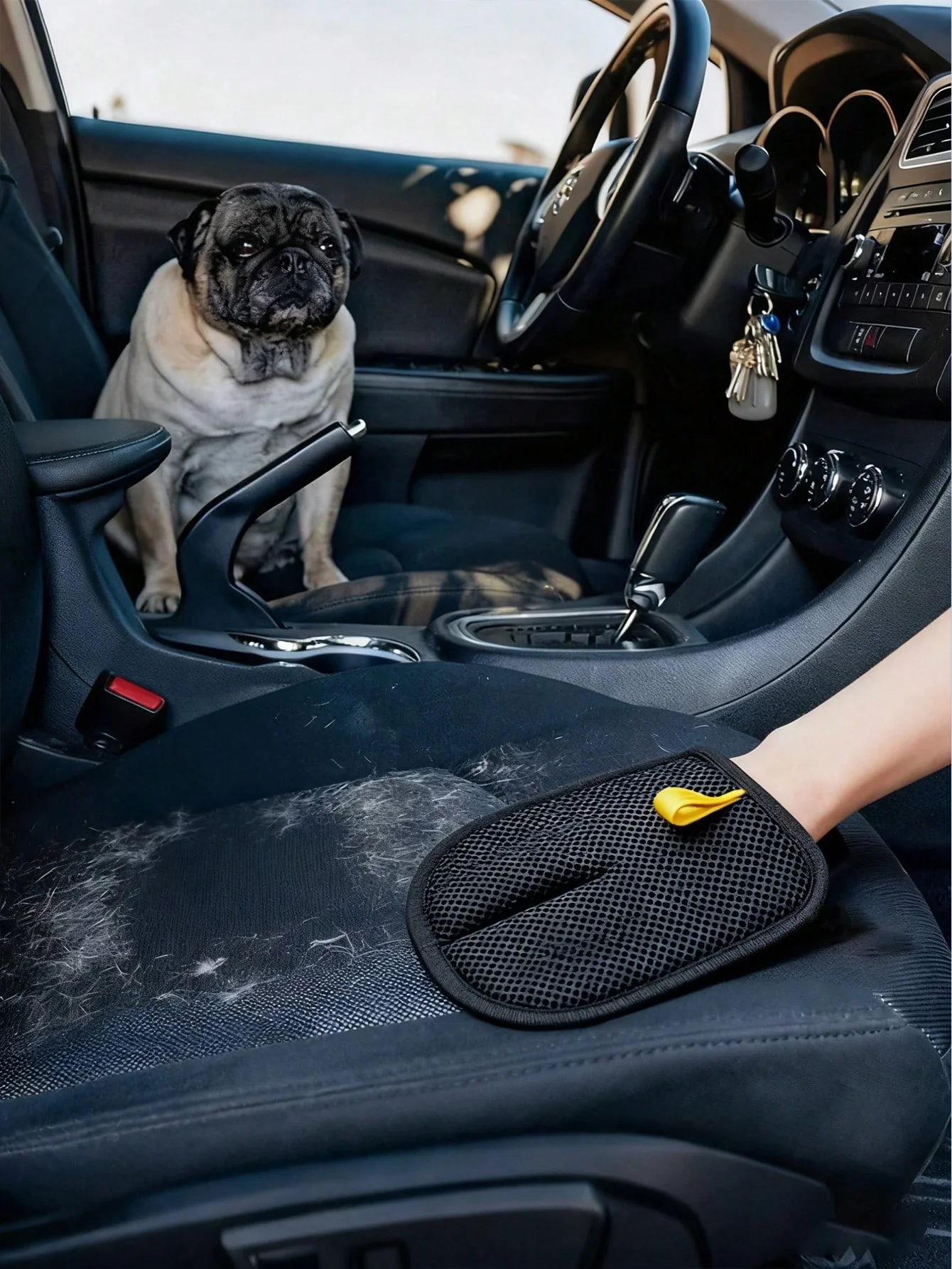 فرشاة تنظيف الشعر الداخلية للسيارة - قفاز مزيل شعر الحيوانات الأليفة الكهروستاتيكي مزدوج الجوانب، فرشاة لينت لاصقة قابلة لإعادة الاستخدام لمقاعد السيارة والأريكة، #3