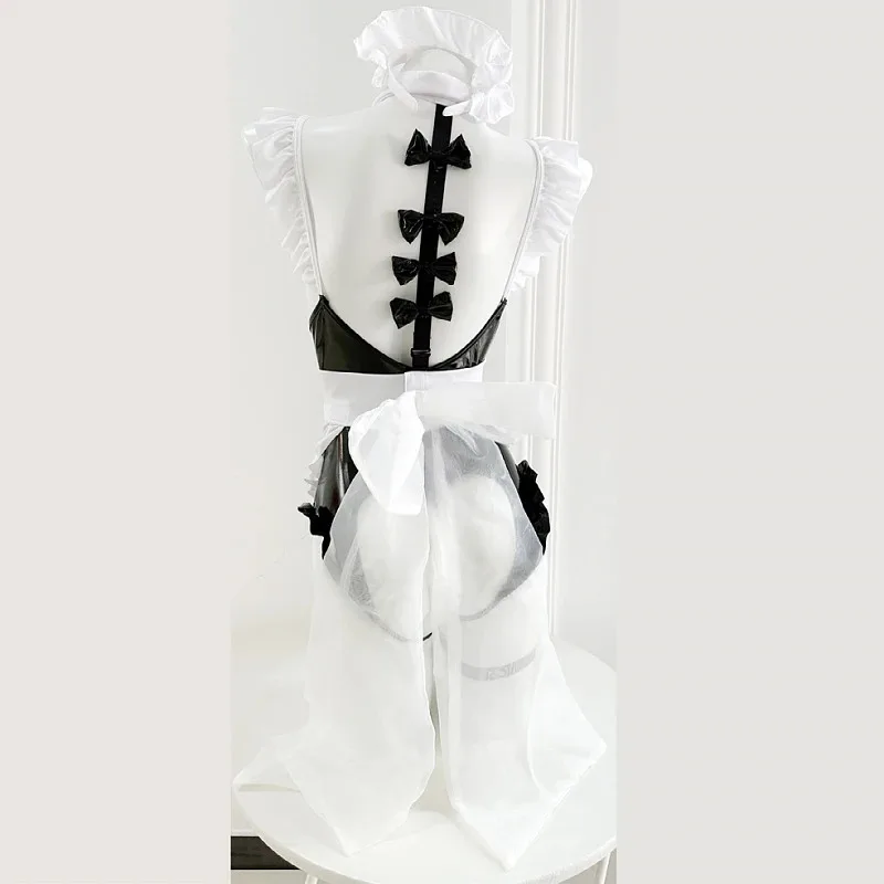 2025 ♥ Nuevo Anime mujer cocinero uniforme de sirvienta disfraces Cosplay mujeres PU cuero mono delantal ropa interior Sexy juego de rol fiesta ☆ ★