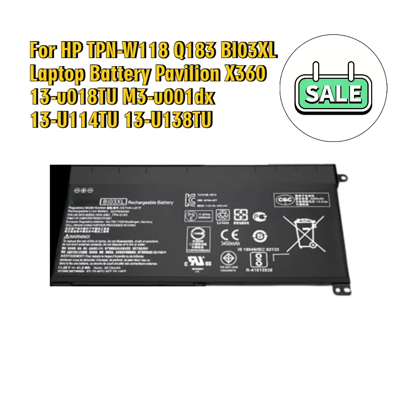 

For HP TPN-W118 Q183 BI03XL Laptop Battery Pavilion X360 13-u018TU M3-u001dx 13-U114TU 13-U138TU