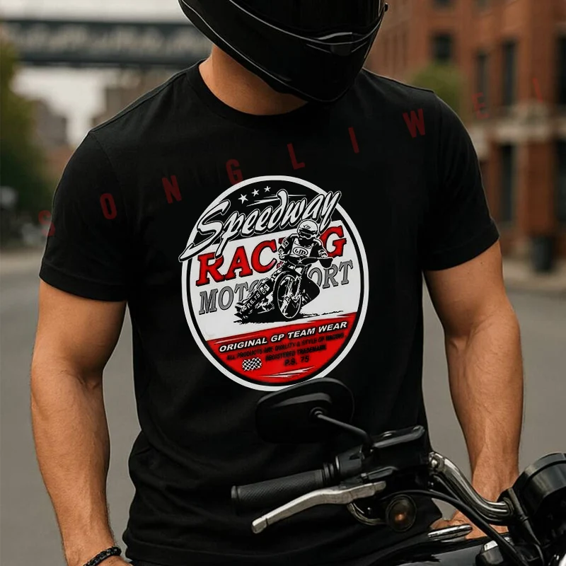 

Motorcycle Track Flat Track Race T-Shirt Motorrad Fans Moto New Fashion Summer Cotton Men Short Sleeve O-Neck T Shirt