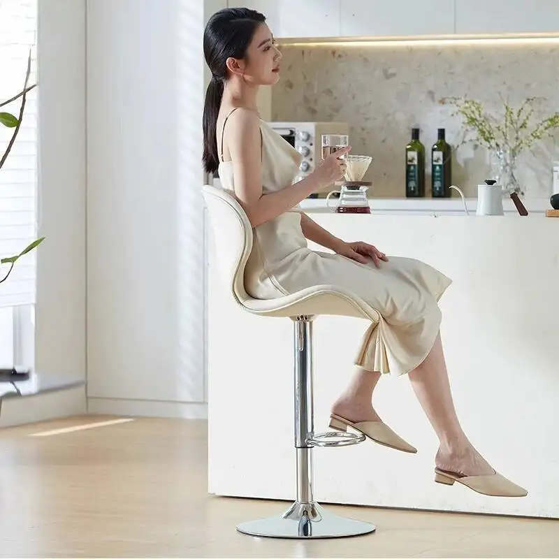 

High Bar Chairs Kitchen Counter Stool Swivel Chair On Wheels Nordic Bar Stools Premium Hotel Ergonomic Armchair Tabourets De