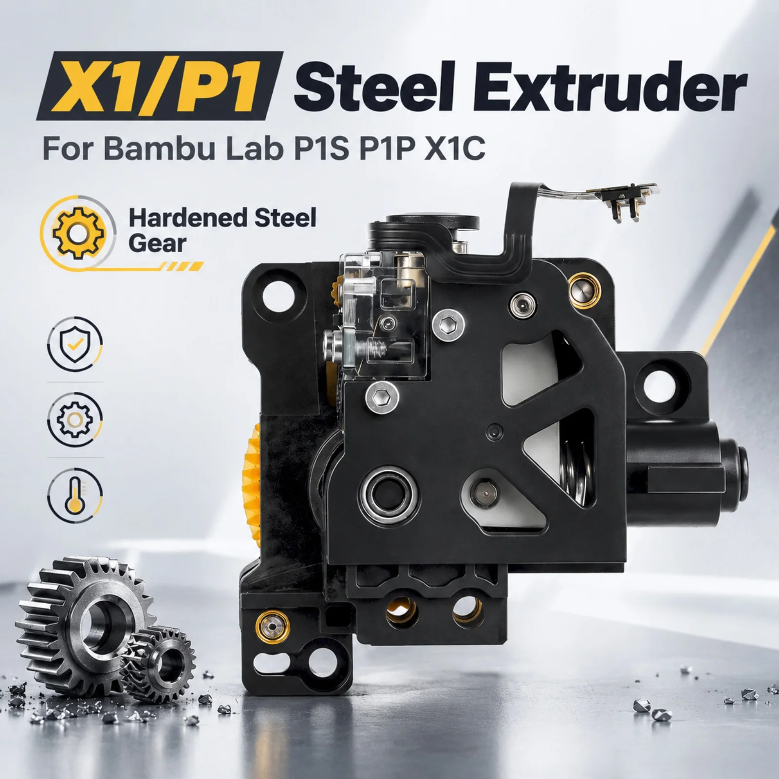 For Bambu Lab X1C/P1S/P1P Extruder Components Hardened Steel Gear Powerful Extruder For Bambulab X1C 3D Printer Replacement Part