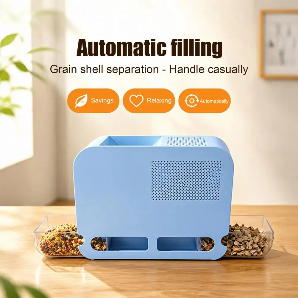 Transparent Pet Bird Food Dispenser Automatic Bird Food Hull Remover Electric Birdseed Shell Separator Machine for Parrots