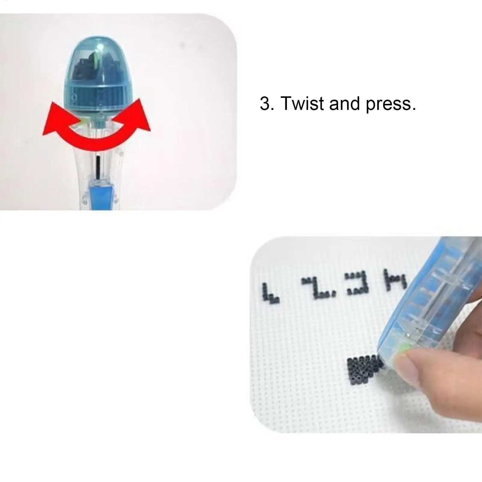 Beaded Pen Automatic Press Dispenser Ergonomic Grip Beadable Dispenser Pen For Kids Christmas Art Bracelets Girls Rhinestone