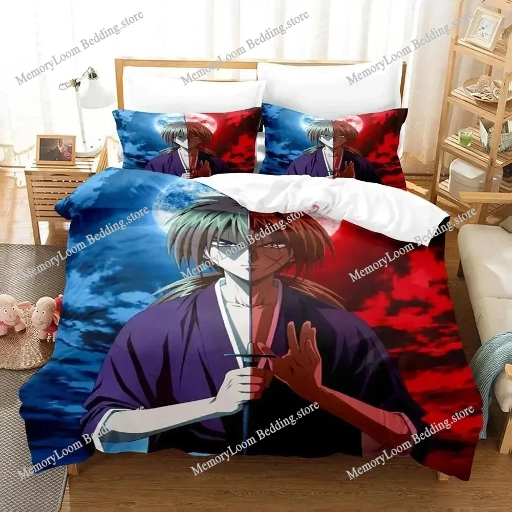 

3D Print Anime Rurouni Kenshin Bedding Set Duvet Cover Bed Set Quilt Cover Pillowcase Comforter king Queen Adult Bedding Set