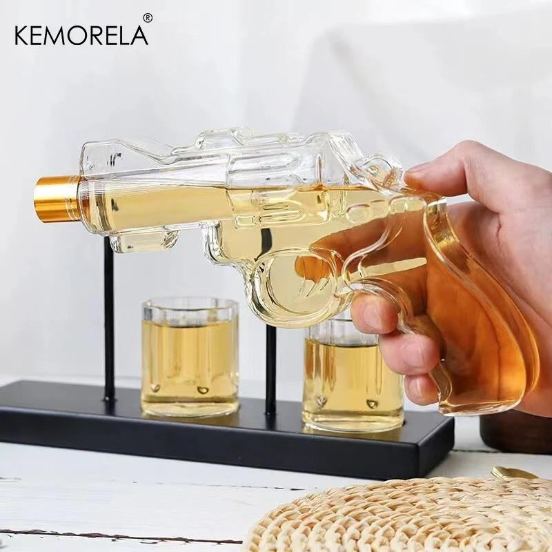 KEMORELA Revolver Glazen Karaf Whisky Glas Set Wijndispenser Bar Drinkcontainer Glazen Fles Prachtige mannen Geschenken