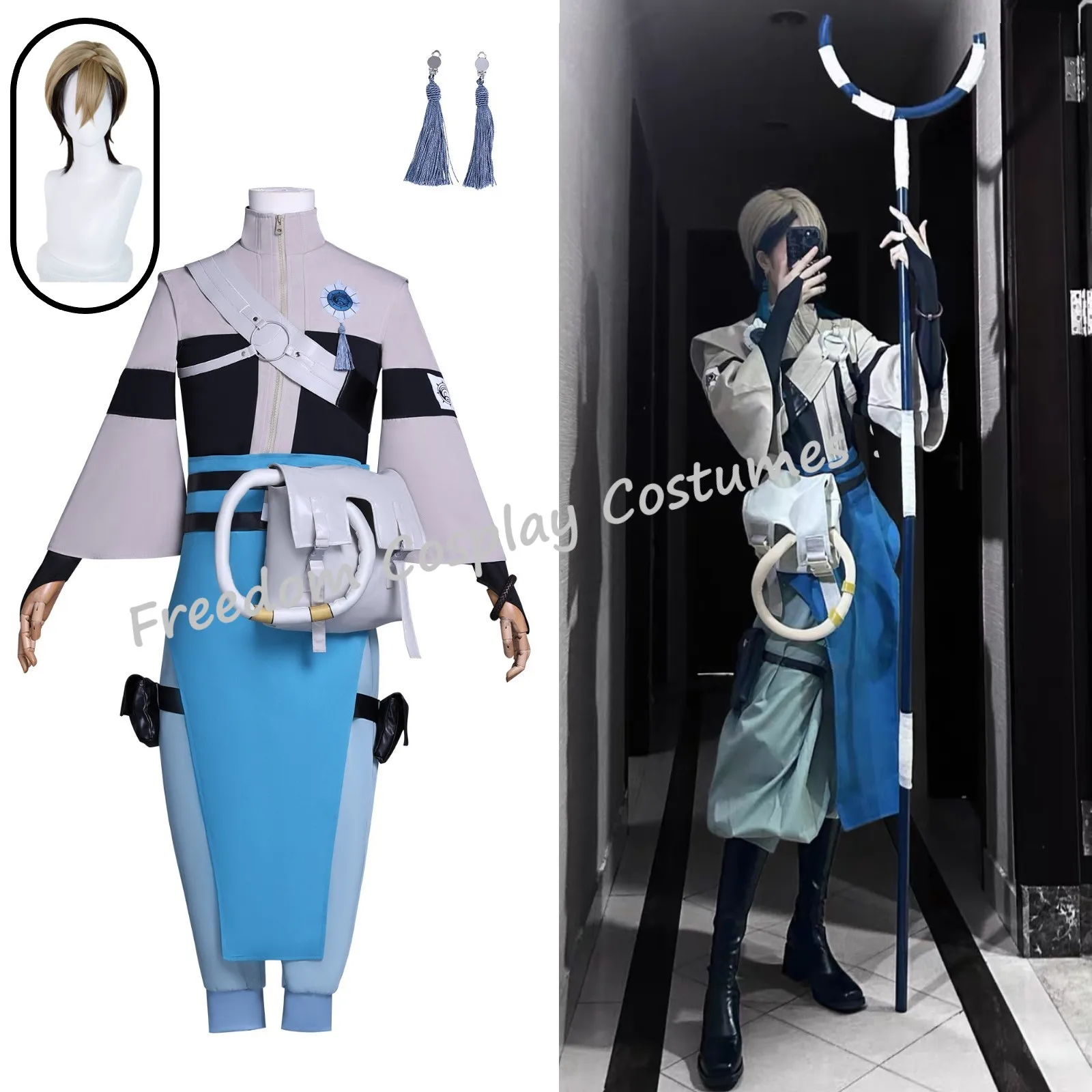 

In Stock Anime Gachiakuta Zanka Nijiku Cosplay Costume Wig Uniform Earrings Halloween Party Women Men Festival Outfit