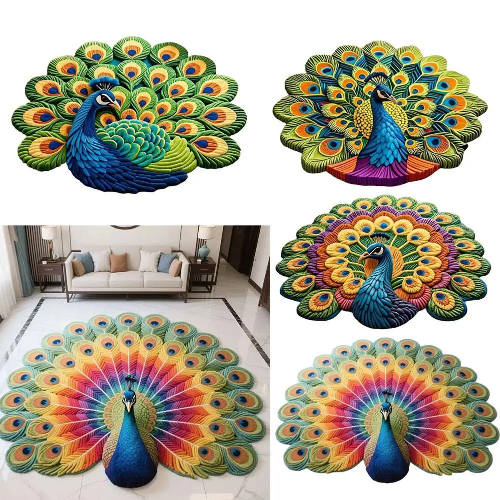 

Ковер-павлин специальной формы, нескользящий мягкий напольный коврик для ванной комнаты, впитывающее одеяло для гостиной, чайный столик, прикроватная тумбочка