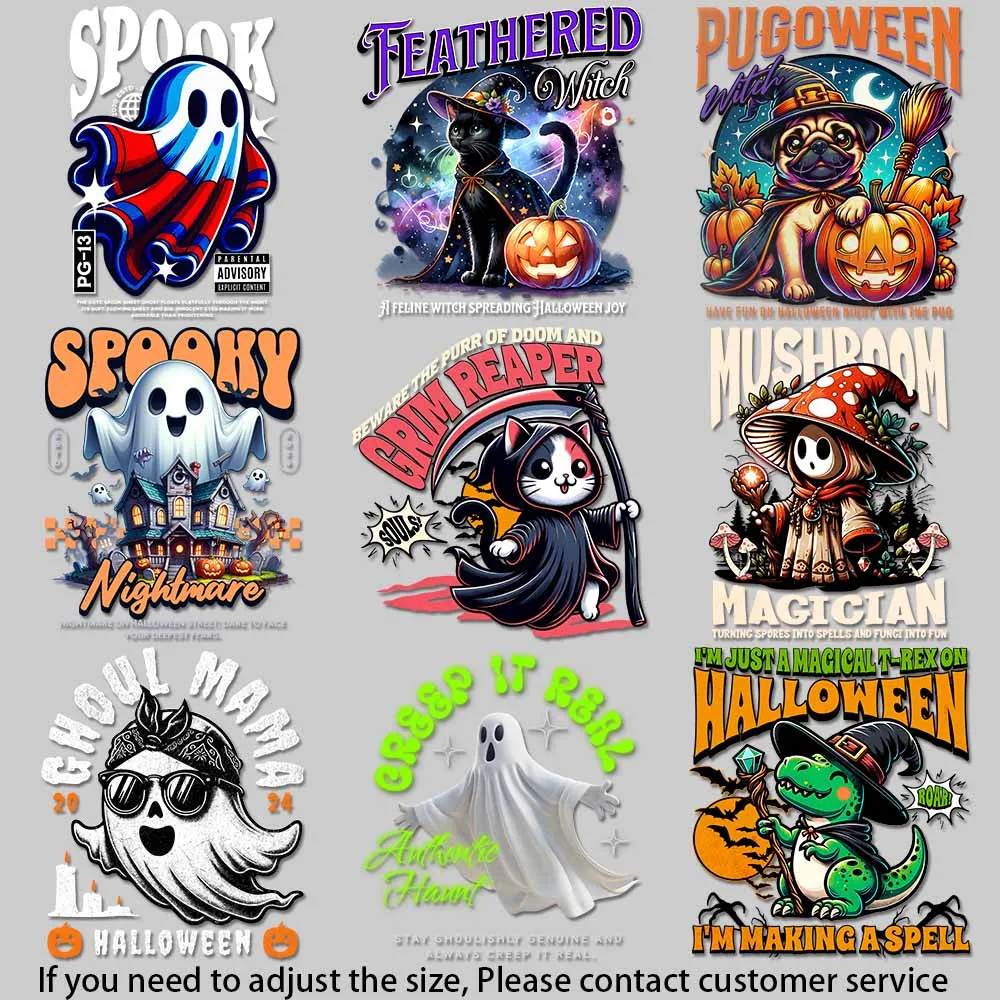 Halloween Candy Quest Art Spooky Nightmare Illustration Iron-on Stickers for Clothes Colorful Creations DIY Decoration