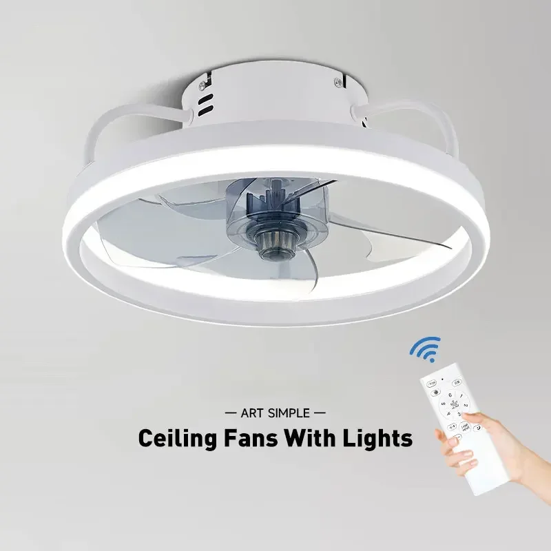 

Remote Control Low Profile 33CM 55W Dimmable LED Ceiling Fan with Lights 6 Wind Speeds Timing