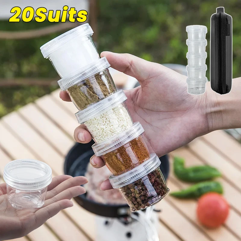 

Outdoor Seasoning Bottle Set Spliced Portable Travel Picnic Seasoning Box Camping Seasoning Can Barbecue Seasoning Small Bowl