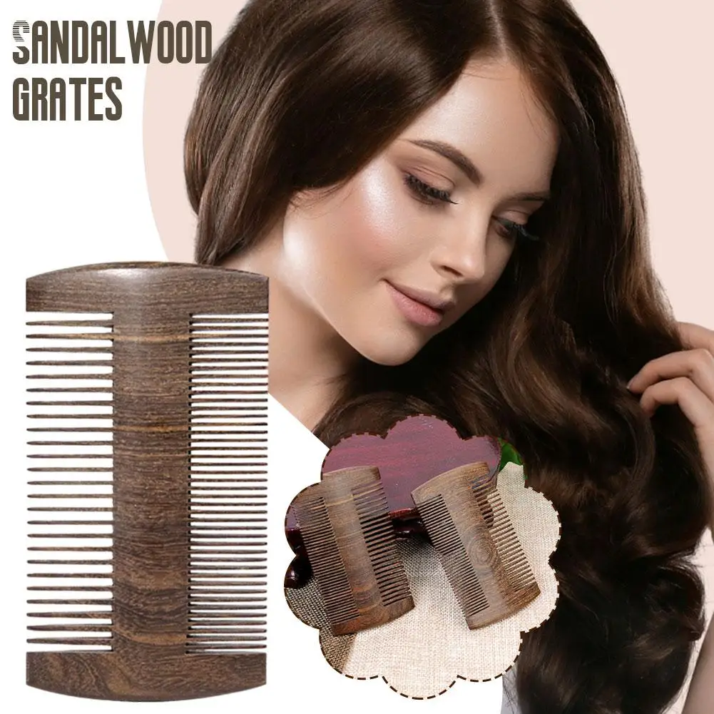 NEW Handmade Sandalwood Pocket Anti-Static Wood Comb Fine Coarse Teeth For Beard Hair Mustaches Beard Hair Comb Maquiagem Y0V9