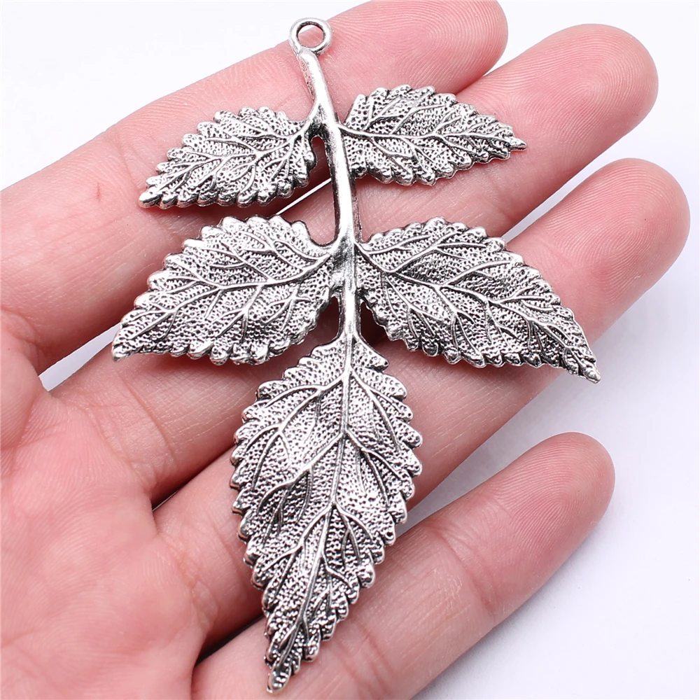 WYSIWYG 1pcs 79x56mm Vintage Leaf Branch Pendants Charm Jewelry Making 2 Colors Branch Pendants Charm Big Branch