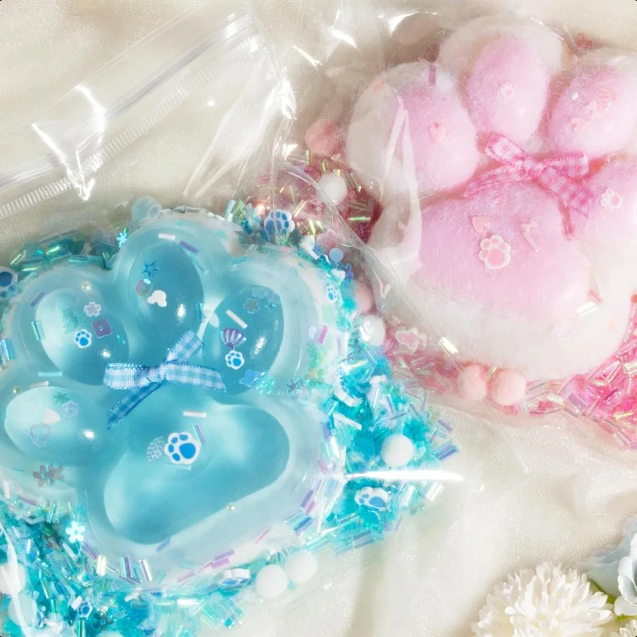 ZIFTY 2Pcs Large Paw Squishy Toys Big Furry Cat Paw Squeeze Toys 4.7 Inch Str Relieving Fidget Toy Sensory Toys for Adults with