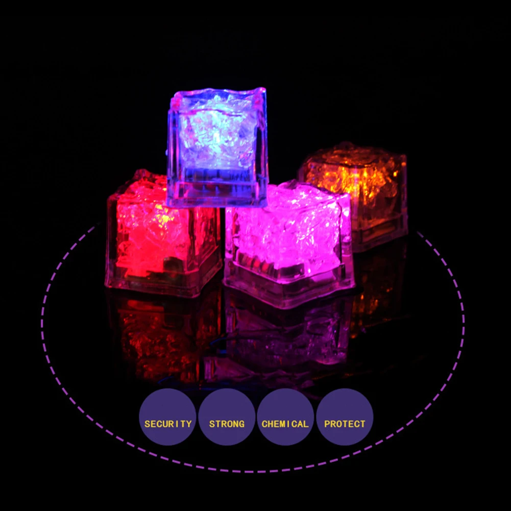 12pcs LED Light Up Ice Cubes Waterproof Colorful Glowing Ice Cubes For Drinks Flashing In The Dark Ice Cube For Club Bar Party