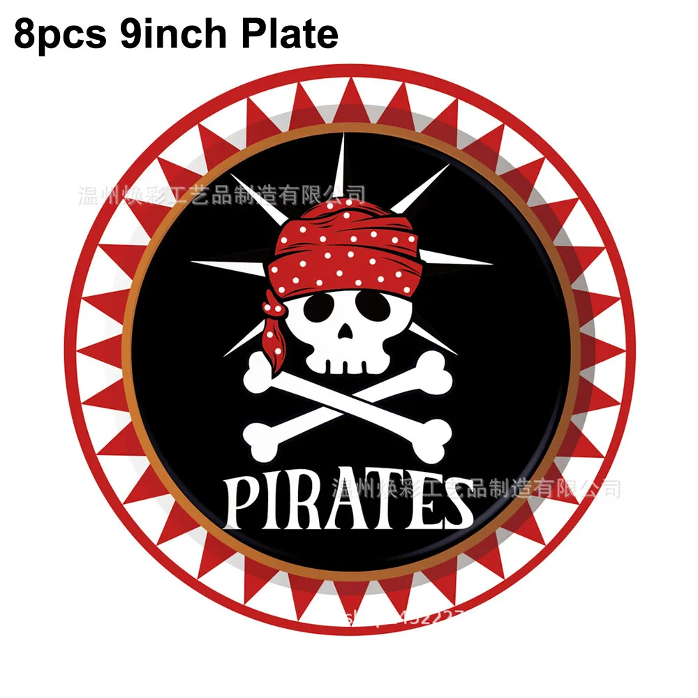 Pirate Party Supplies Pirate Skull Paper Plates Napkins Cups Skeleton Tableware Pirate Crossbone Birthday Party Decors for Boys