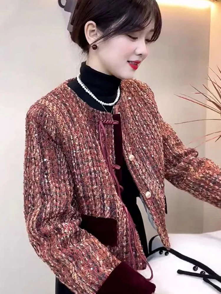 เสื้อคลุมสไตล์จีนใหม่ สำหรับฤดูใบไม้ร่วงและฤดูหนาว แฟชั่นเสื้อคลุมตัวยาวทรงเข้ารูป คุณภาพสูง เหมาะสำหรับใส่ไปทำงาน