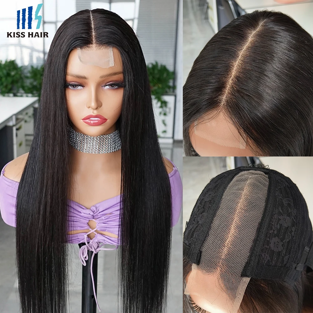 

KissHair 2*6 Lace Wigs 250% Density Remy Brazilian Human Hair Wig Silky Straight 2x6 Lace Kim Closure Deep Middle Part Extension