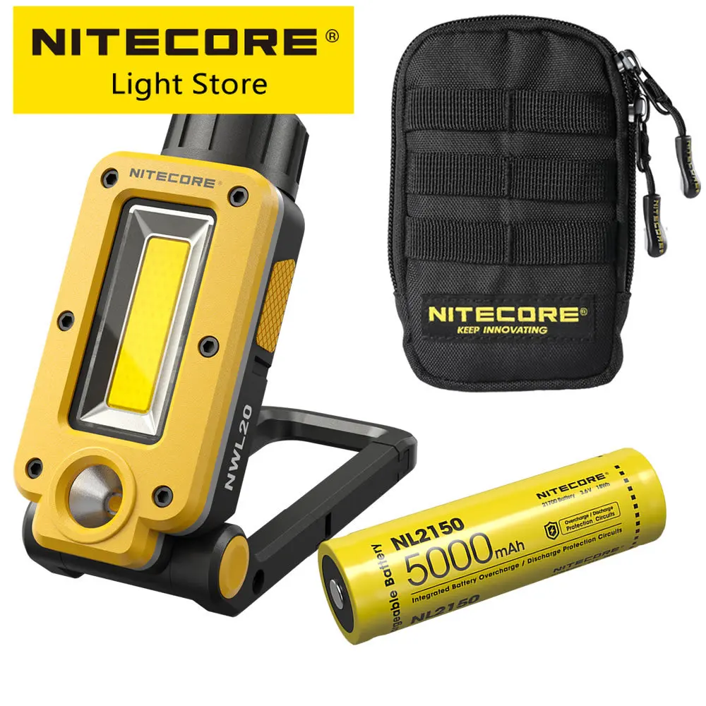 Nitecore NWL20 USB-C Rechargeable Work Light 180° Adjustable Multifunctional Triple Output Floodlight Spotlight + 21700 Battery